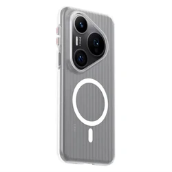 Magnetic MagSafe Matte Transparent Luggage Stripe Slim Phone Case for Huawei Pura 80 (WHITE)