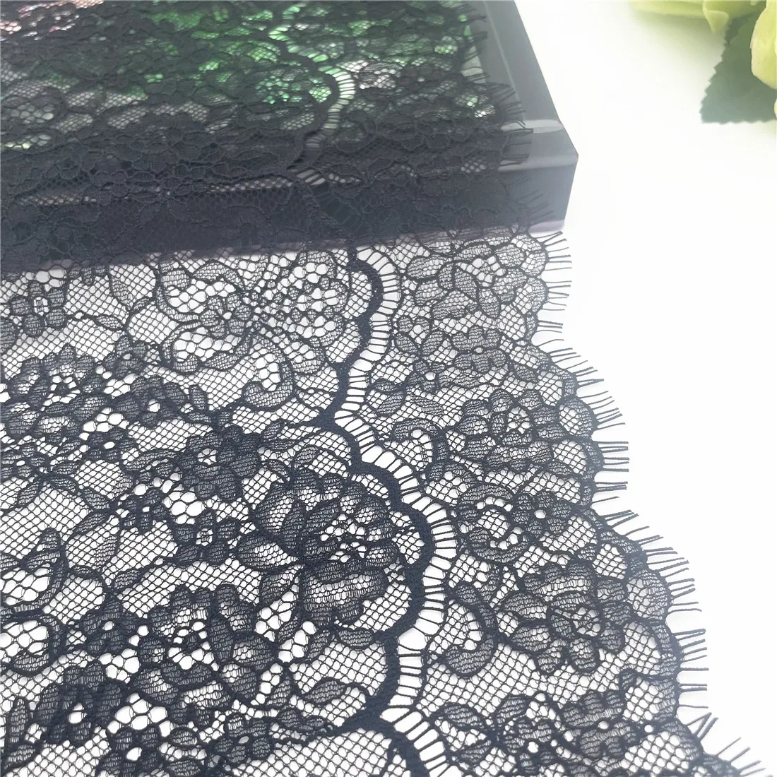 3y/lot Width 9 inch 23cm Black Eyelash Lace Trim Non-Elastic Lingerie Sewing Craft DIY Apparel Fabric Lace Garment Material 2