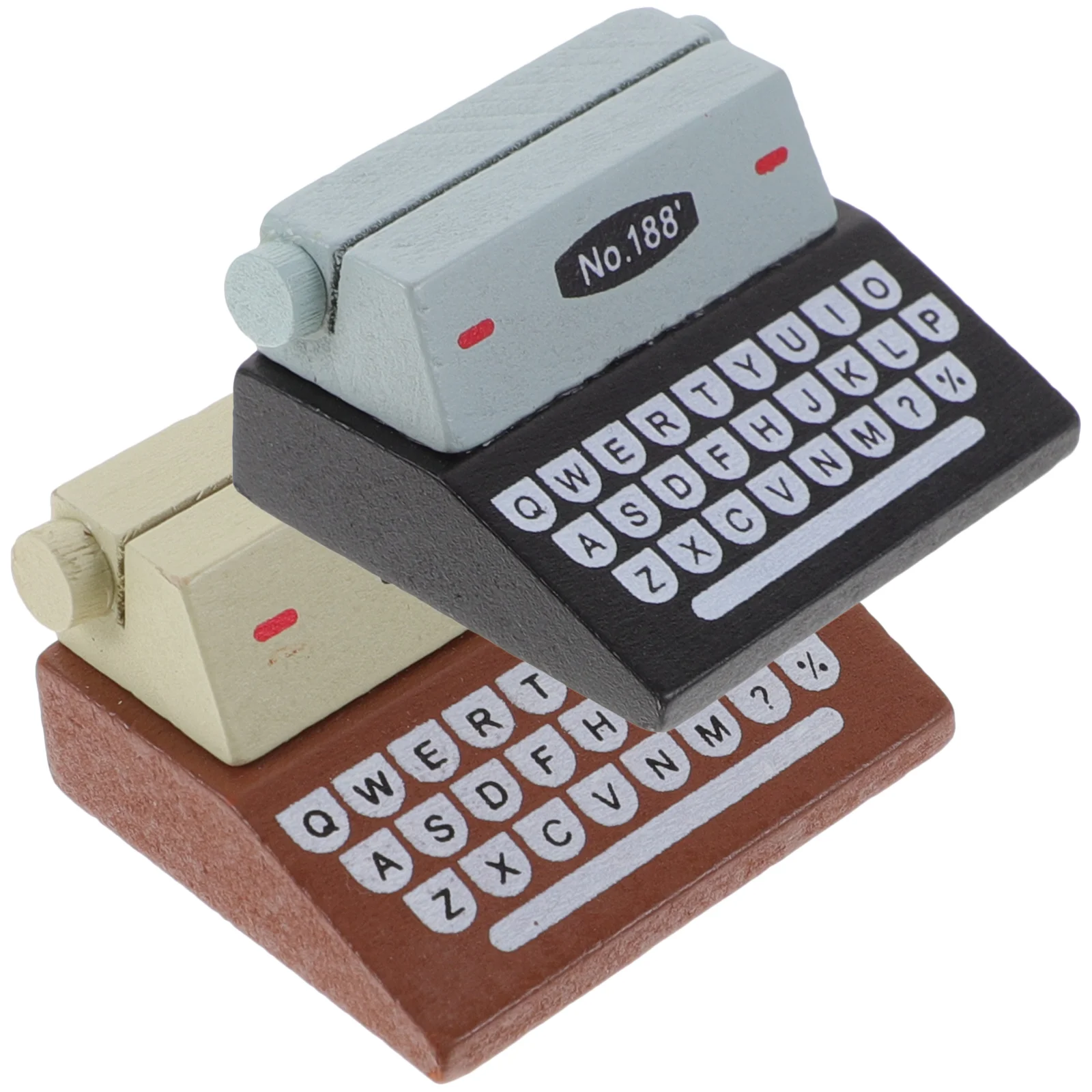 

2 Pcs Memo Pad Clip Wooden Typewriter Holder Photo Frame Party Message Clips Table Number