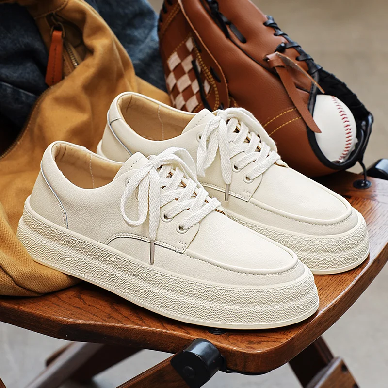 

Luxury Men Shoes Leather Sneakers Korea Style Flat Lace Up Social Original Shoes Black Tennis Sports Casual Sneakers for Men