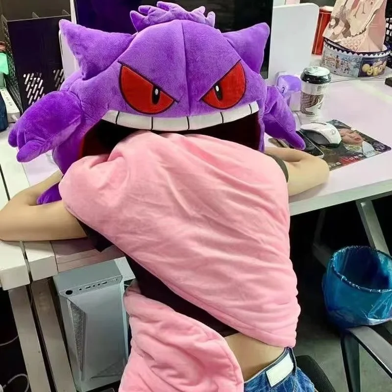 Plush Toys Pokemon Cards 130cm Pokemon Gengar Big Tongue Cute Anime Peripheral Adult Xmas Gifts Big Size Gengar Sleep Pillow Dual Purpose Nap Blanket