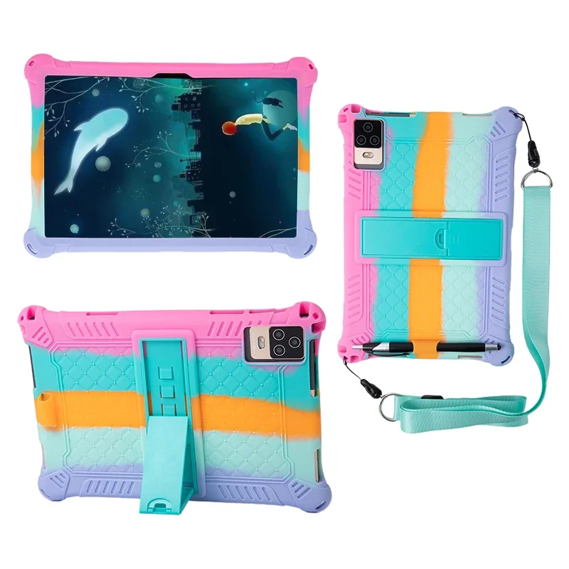 Universal Soft Silicone Case para Android Tablet pc à Prova de Choque Cor Sólida Tampa Traseira do Suporte 10.1in 24*16cm 9.5 6.4in