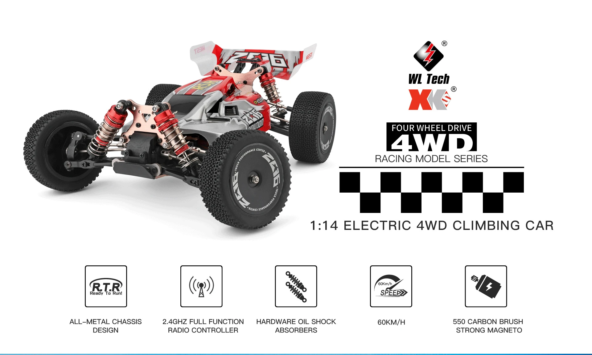 WLtoys 144010 144001 75KM/H 2.4G RC Car Brushless 4WD Electric High Speed Off-Road Remote Control Drift Toys for Children Racing