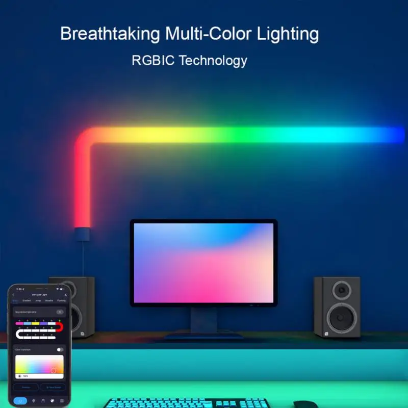 

Tuya WIFI LED Wall Lights, RGB-IC Glide Wall Lights, Music Sync and Dynamic Scenes, Work with Alexa and Google Assistant