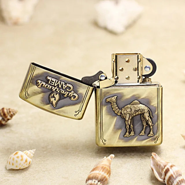 Genuine Zippo Desert Camel Oil Lighter Copper Windproof Cigarette 