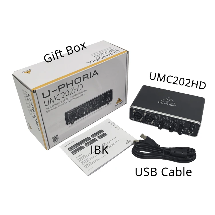 Behringers UMC202HD professional live streaming high-end USB external sound audio card computer recording guitar