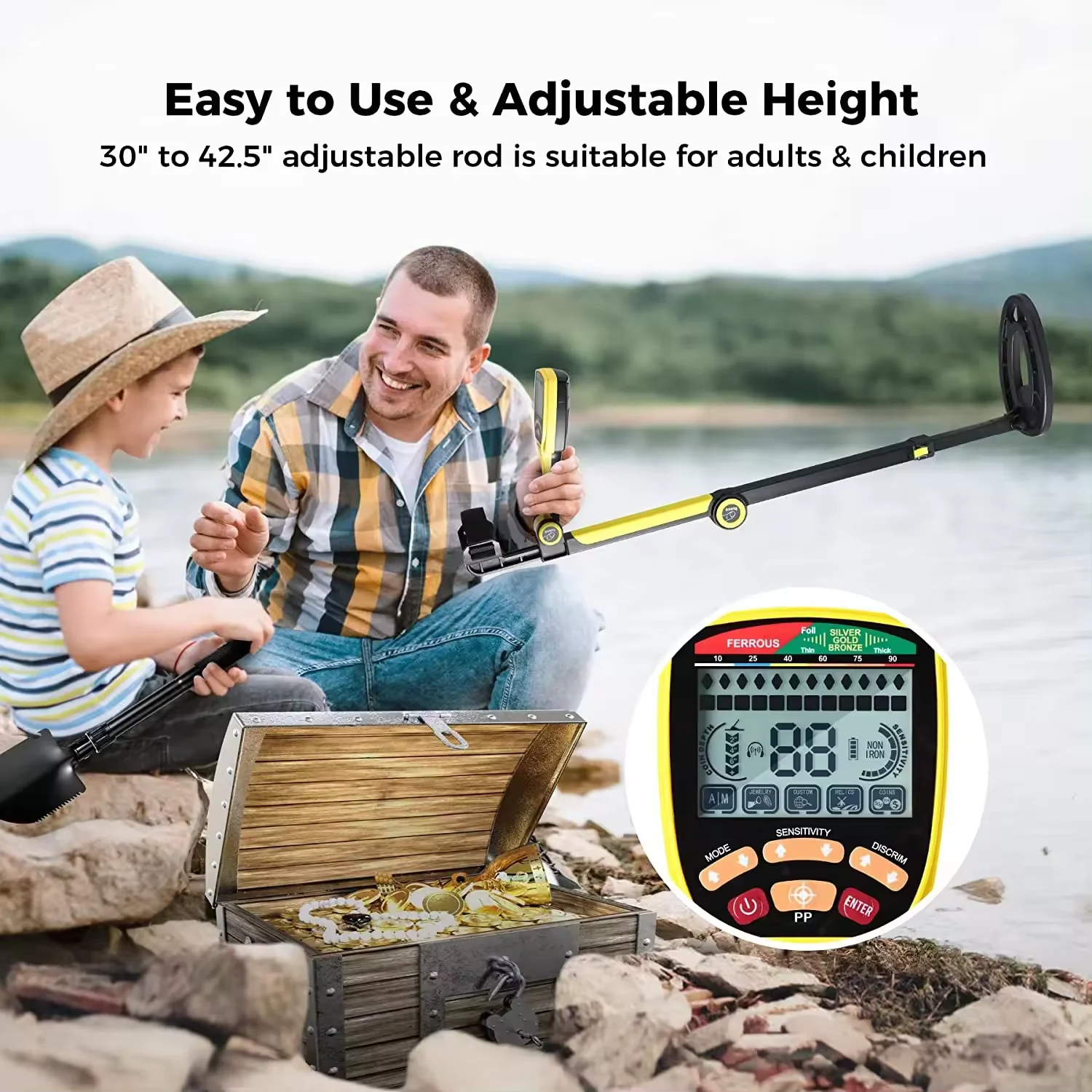 Professional Higher Accuracy Gold Metal Detector TX650 Foldable Target Identity Prospecting LCD Display Precious Metal Locator 4