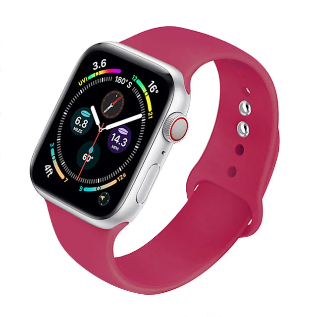 Silicone Strap For Apple Watch Band 44mm 40mm 41mm 38mm 45mm Smartwatch Rubber Sports Watchband Belt Bracelet iWatch 7 6 se 5 4 Pomegranate-55