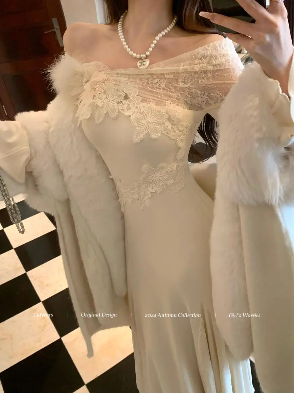 Vestidos de punto nuevos de otoño e invierno para mujer, cuello alto, manga acampanada, encaje de retazos, corte sirena, moda coreana, Vestidos para mujer