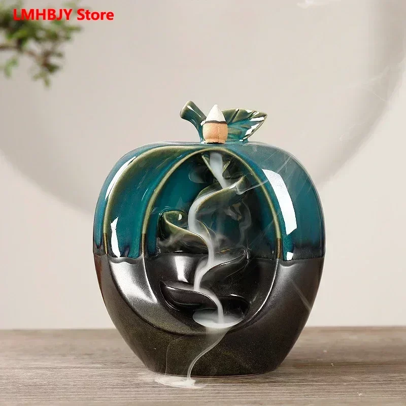 

Green Backflow Incense Burner Creative Fruit Modeling Ornamental Ornaments Backflow Aromatherapy Furnace Crafts Ornaments