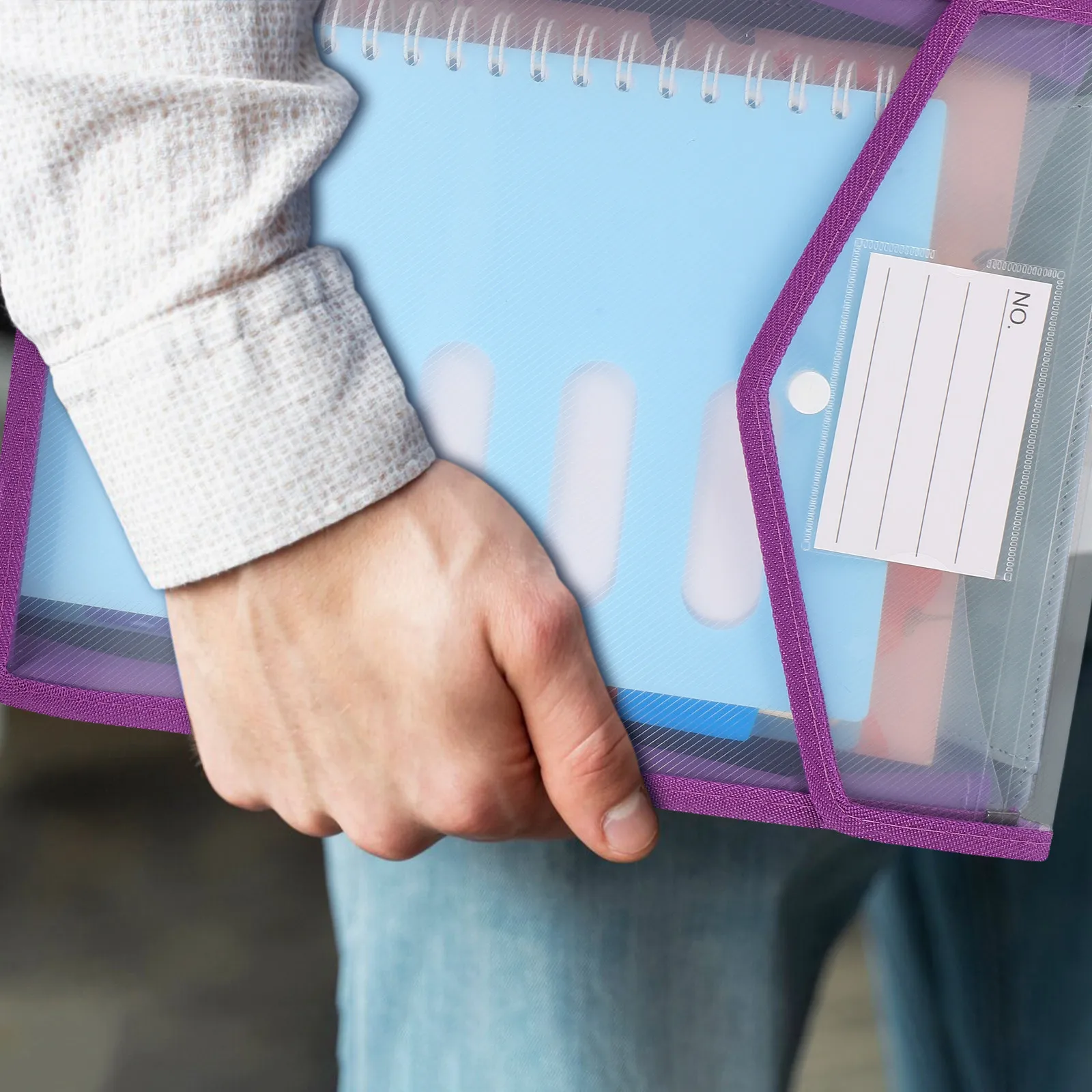 5Pcs 확장 파일 주최자 레터 사이즈 투명 문서 홀더 투명 플라스틱 파일 봉투 버튼 클로저 사무용품