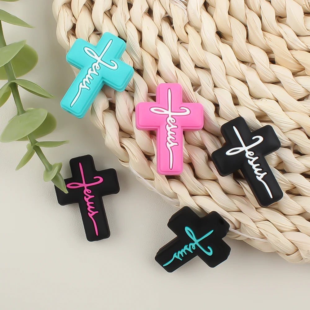 10PCS Silicone Focal Beads Cartoon Crucifixion Elements Silicone Beads BPA Free DIY Jewelry Keychain Pendant Pen Accessories 2