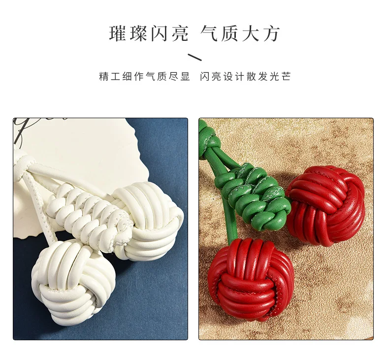 New Fashion Woven Cherry Personalized Bag Accessories Delicate Cute Woven Ball Bag Decoration Women's Bag Pendant Holiday Gifts