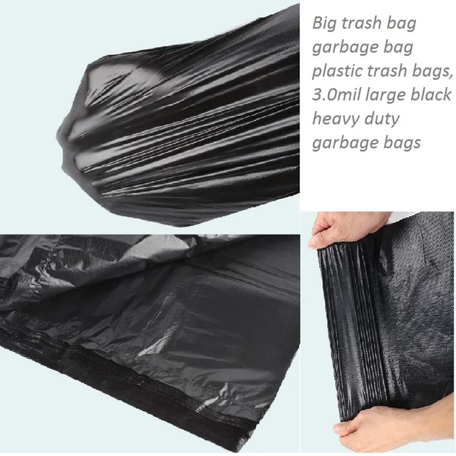 50pcs/Pack Big Garbage Bags Disposable Big Trash Bags Black Heavy Duty  Liners Strong Thick Rubbish Bags Bin Liners Outdoor - AliExpress