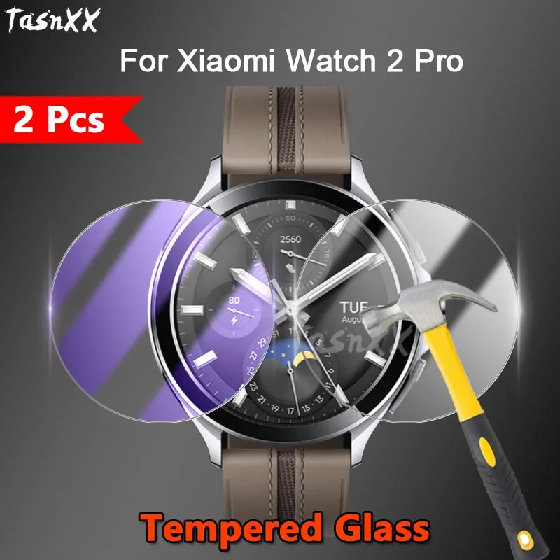 2 Pezzi Per Xiaomi Watch 2 Pro Smartwatch 2.5D Ultra Slim Clear / Anti Purple Light 9H Pellicola Proteggi Schermo In Vetro Temperato