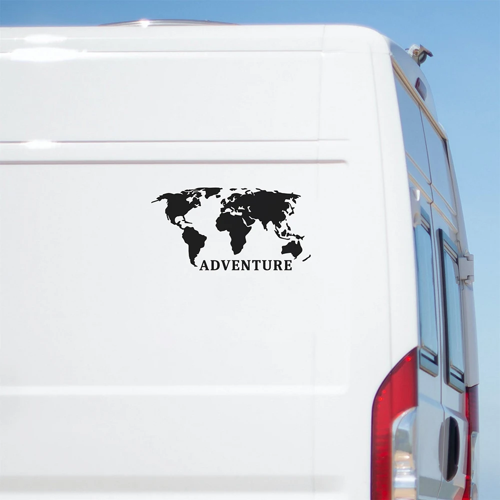 Adventure World Map Design Ca Camper Door Decor Stickers Caravan Vans Tuning Vinyl Decals Accessories Waterproof camper door stickers