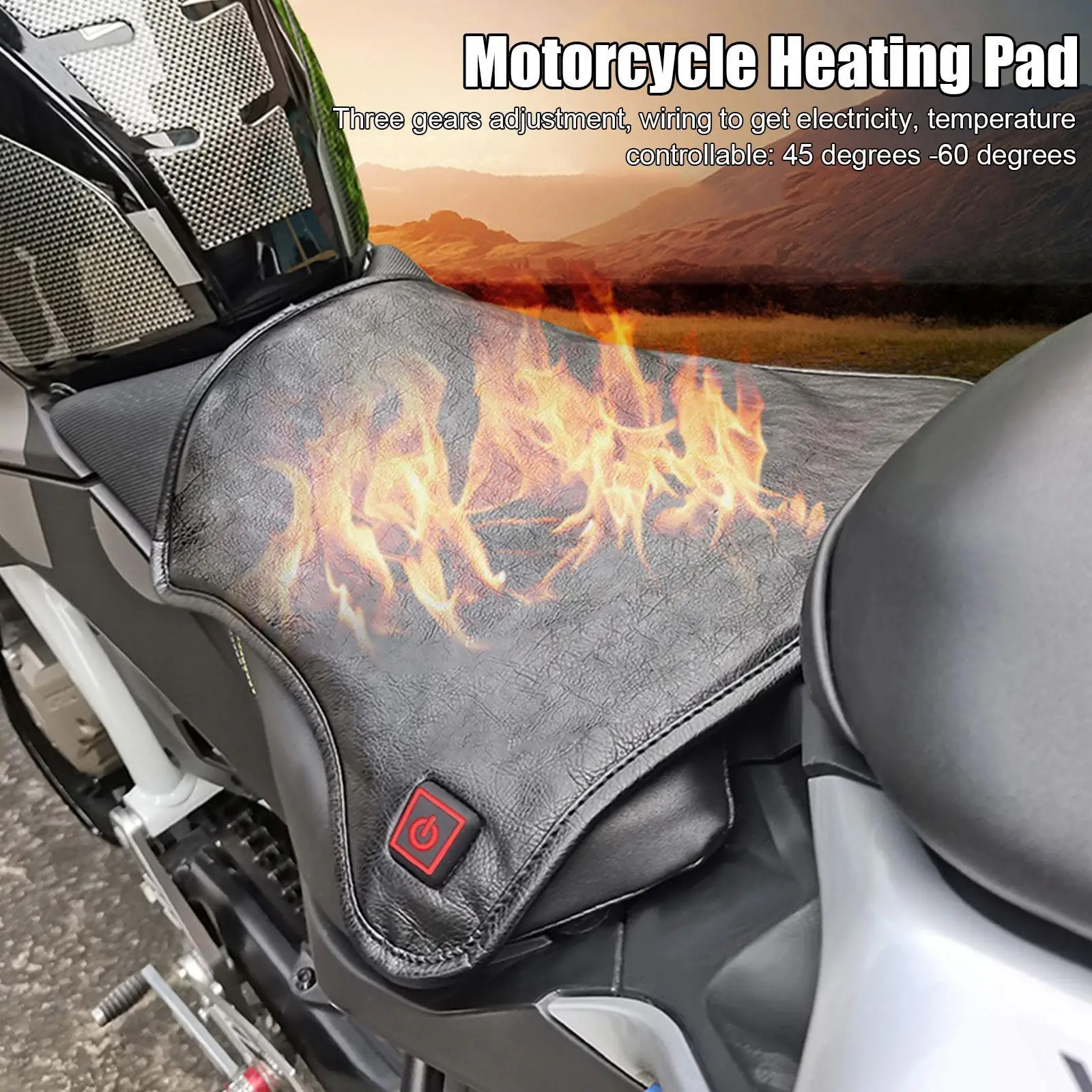 Motorcycle12VHeatedSeatCushionPUSyntheticLeatherThreeGear