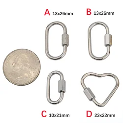 Premium Stainless Steel Gold & Silver Carabiner Clasps - 10 Pack - Style A (Steel (silver tone))