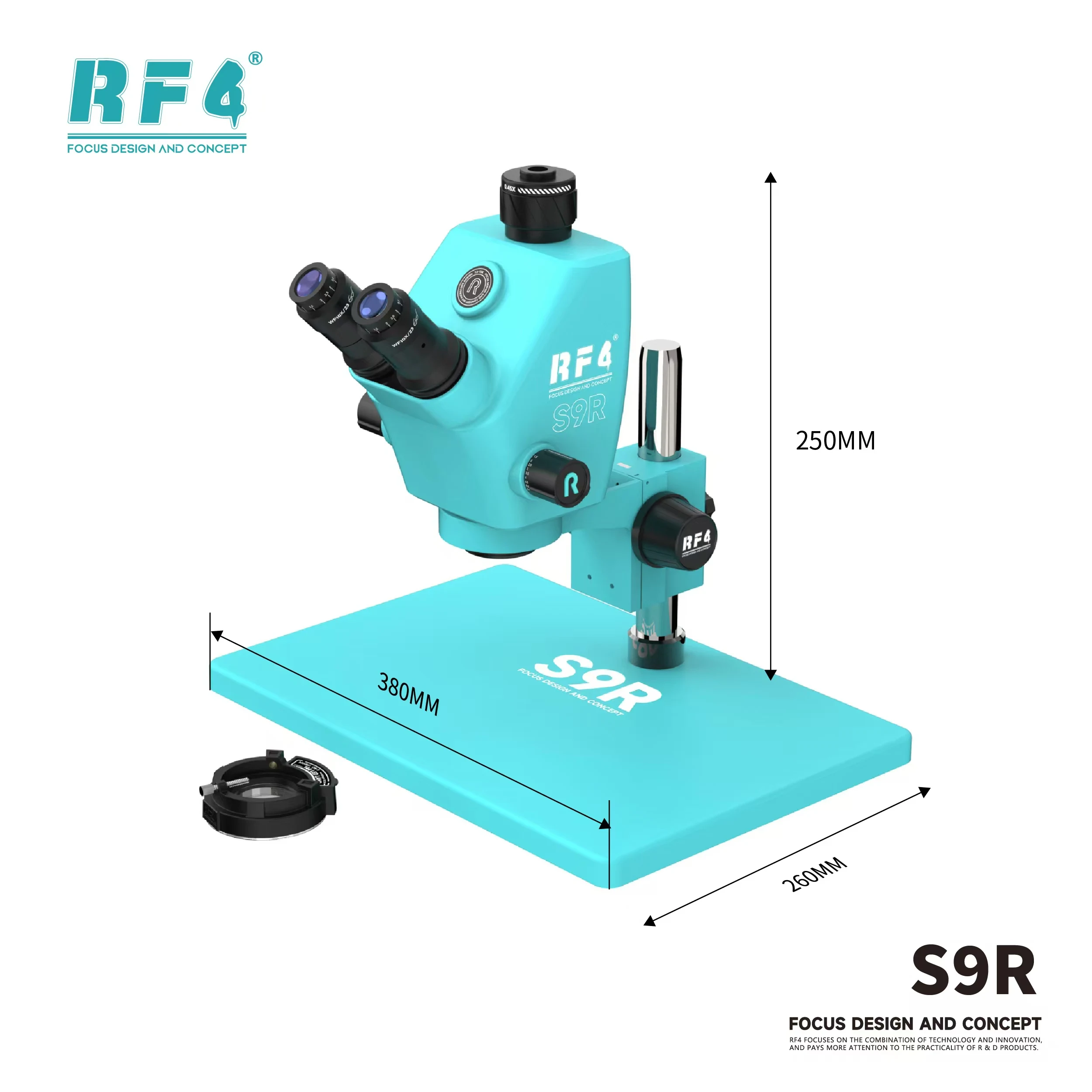 RF4 S9R Trinocular Stereo Microscope 7-74X 6 RF4 S9R Trinocular Stereo Microscope 7-74X 6