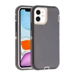 Ultimate 3 - in - 1 Heavy Duty Shockproof Phone Case - Original Hybrid Armor Cover - iPhone 12 Mini (Gray White)