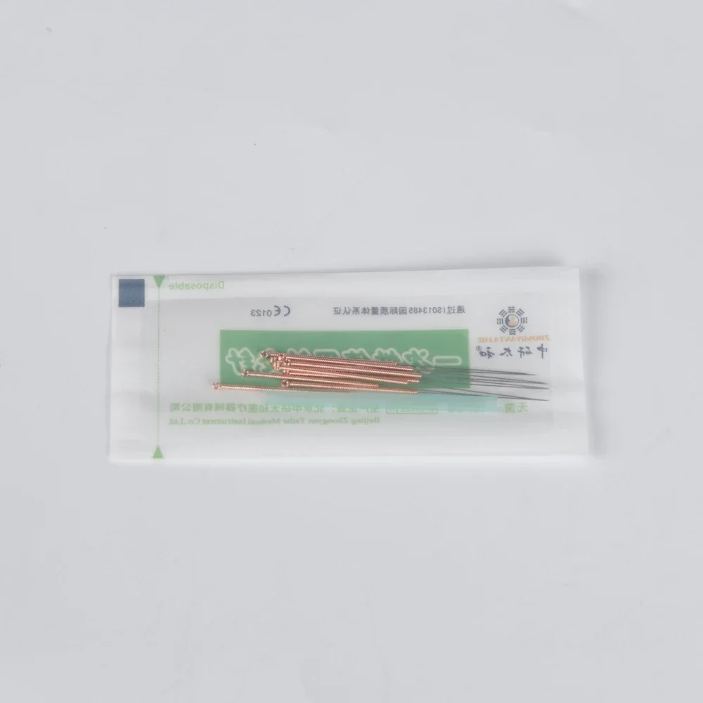Copper Acupuncture Needle with Tube 500 Pcs / Box Disposable Acupuncture Sharp Copper Ring Handle Needles Chinese Medicine copper acupuncture needles