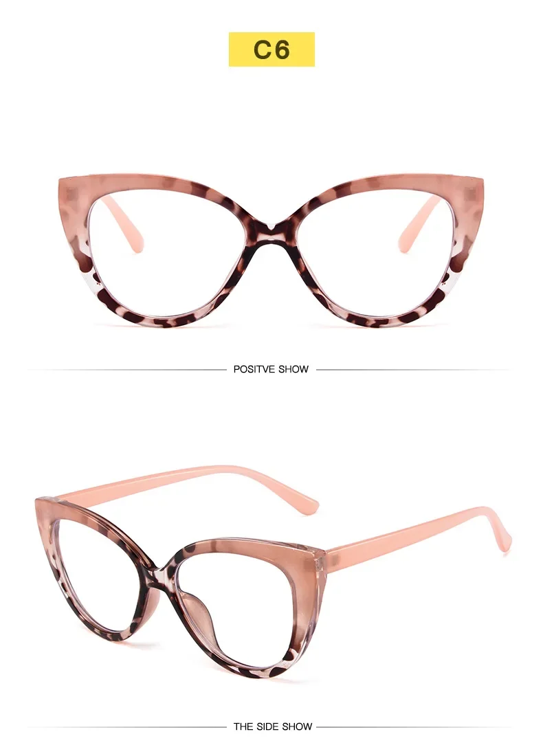 New Design Comfortable Spliced Colors Cat Eye Shape Anti Blue Light Blocking Computer Optical TR90 Frame Glasses Eyewear 5