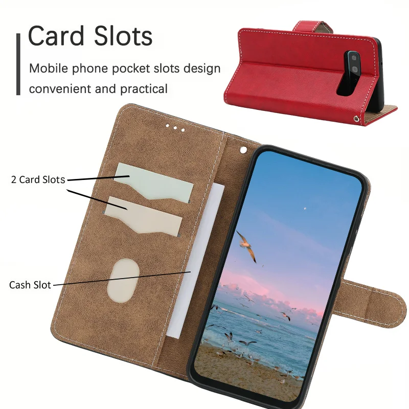 Retro Leather Magnetic Wallet Flip Cover with Lanyard
