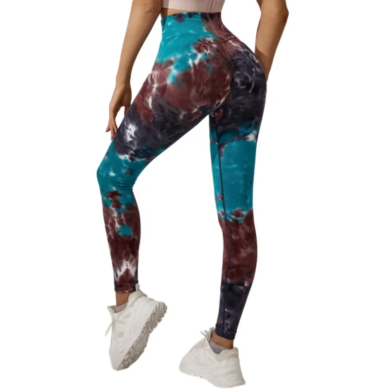 

Yoga Pants Women Tie Dye Gym Seamless Leggings Female High Waist Sweatpant Running Trousers Workout Athletic Hip lifting Tights