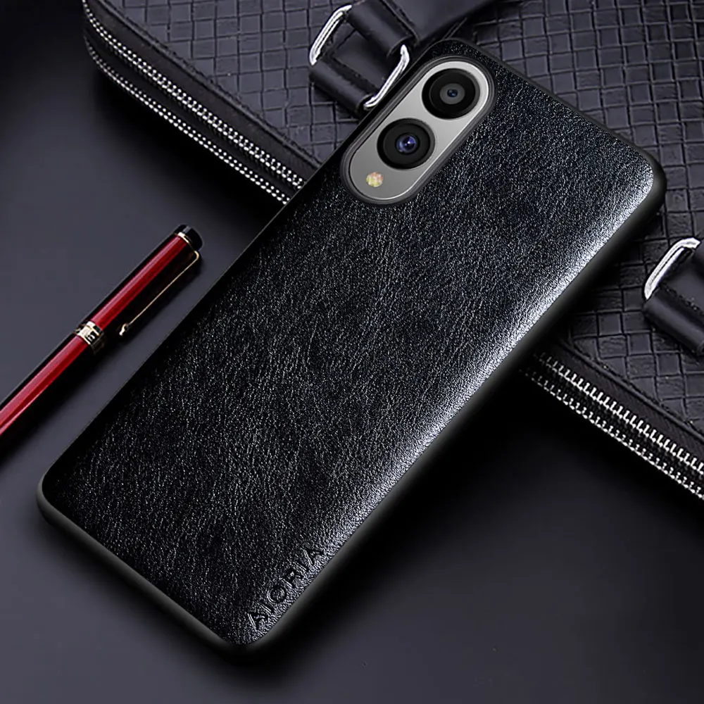 Luxury Leather Business Phone Case - Solid Color Soft & Hard Protective Cover