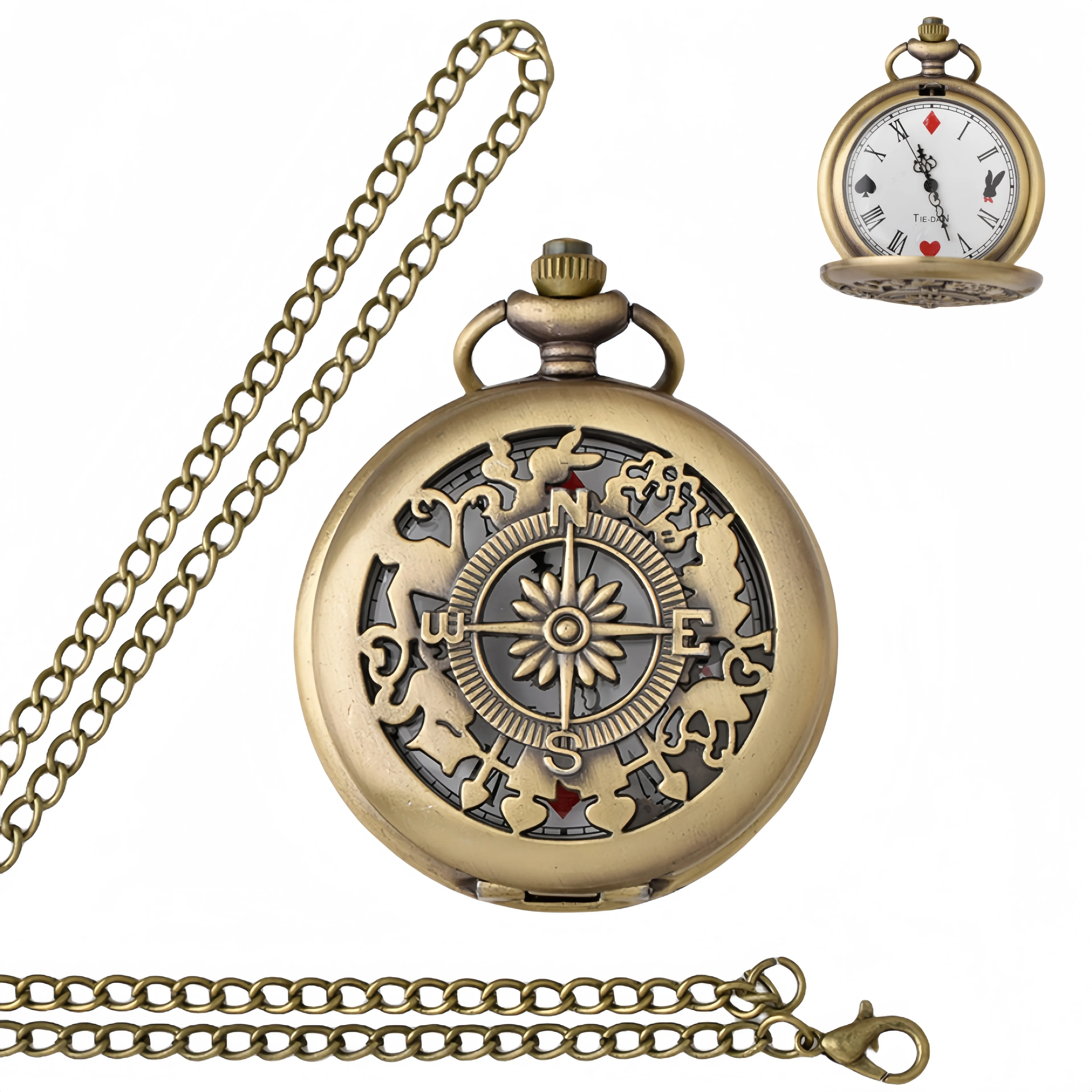 Retro Hollow Pocket Watch Bronze