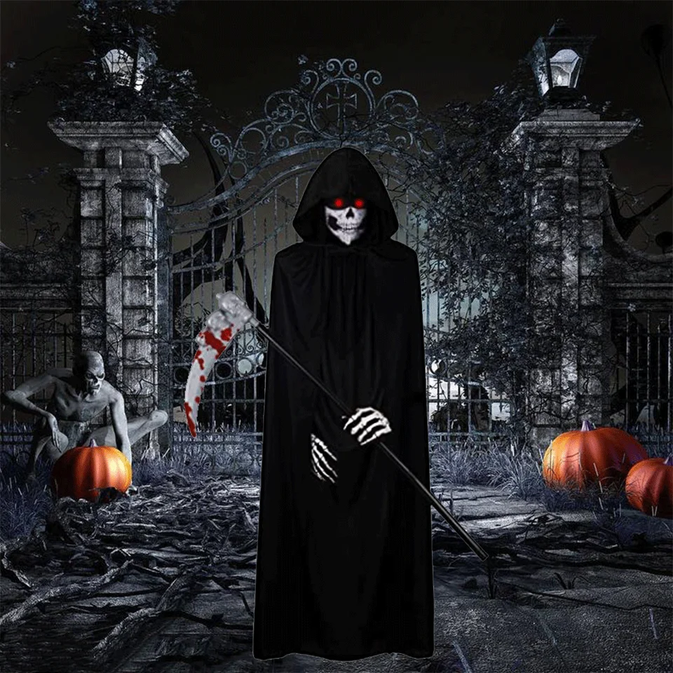 Fancysky Disfraz De La Parca Para Niños, Halloween Niño Con Guadaña Halloween, Grim Reaper Disfraz Muerte Para Niños