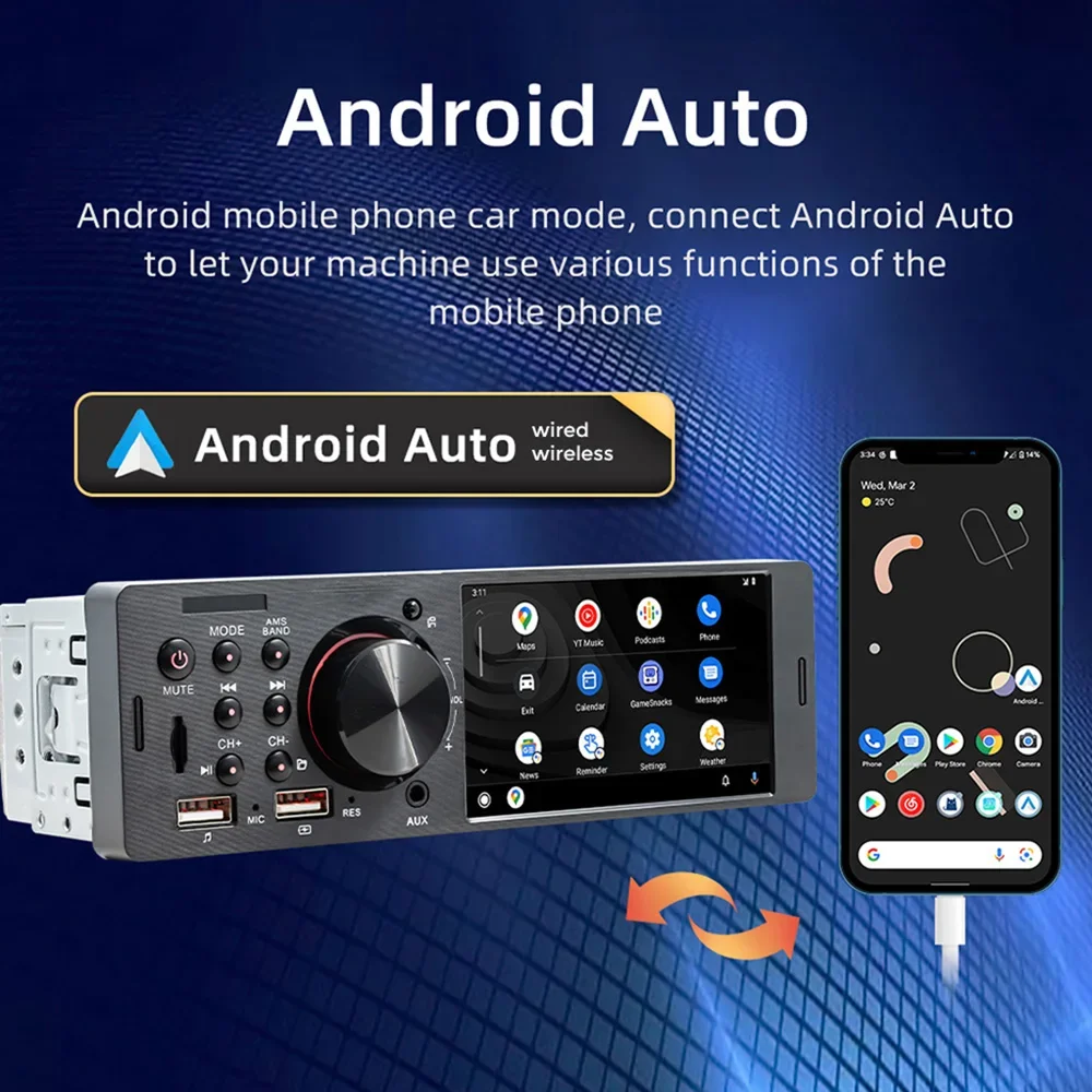 Universal 1Din MP5 Player Car Radio Multimedia Player Smart BT5.0 FM Stereo USB Autoradio Mirror Link Steering Wheel Control