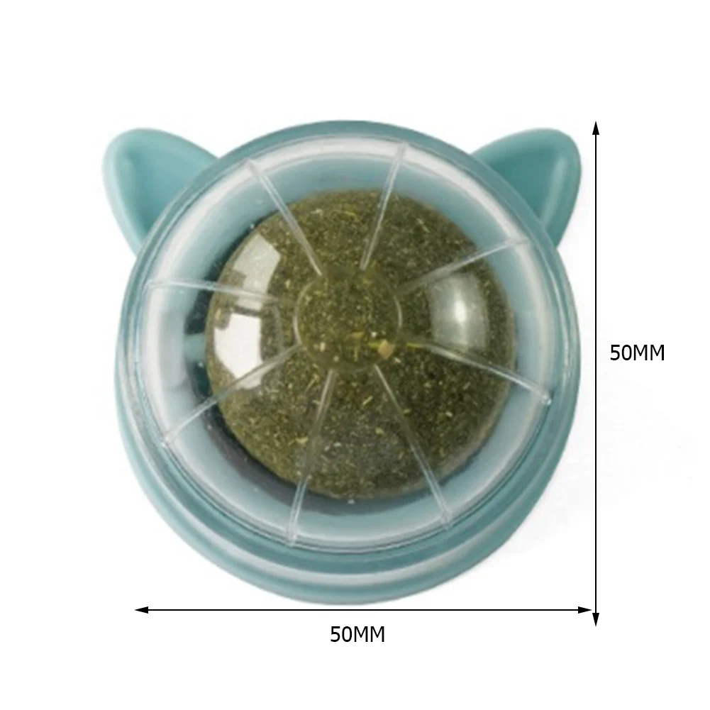 Rotatable Catnip Wall Ball Cat Treat Toys with Catnip Snack Licking Ball Kitten Pet Molar Edible Treating Cleaning Teeth Teasing 