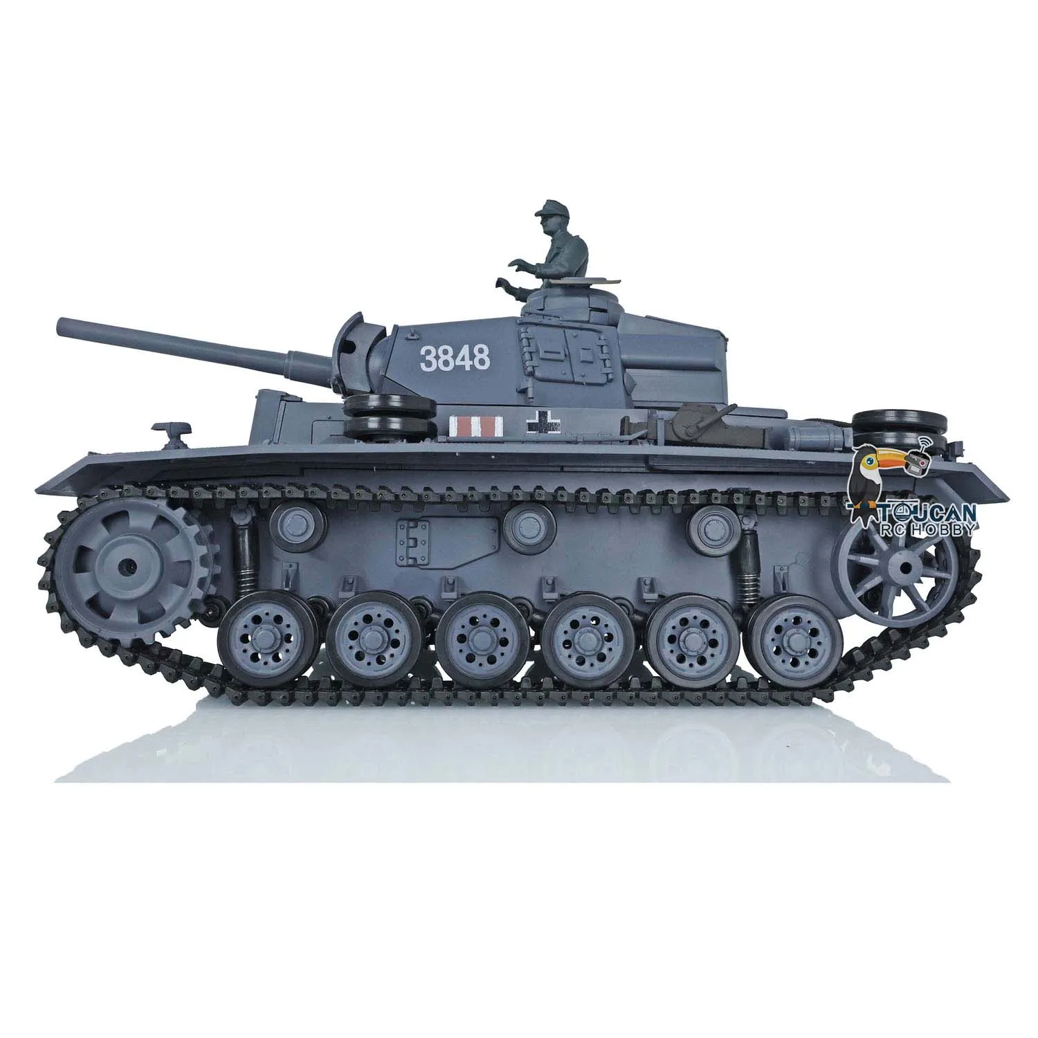 2.4G HENG LONG 1/16 7.0 Plastic German Panzer III L RTR Radio Control Model Army RC Tank 3848 360° Turret BB Pellet TH17340-SMT4 4