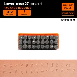 Premium Alphabet & Number Steel Stamping Punch Kit - 3mm Die Embossing for DIY Jewelry & Leather Crafting (Lowercase Set D 27pc)