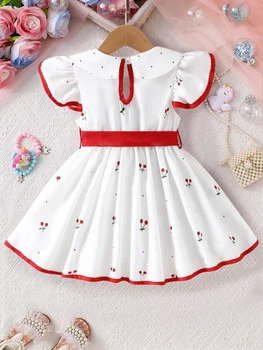 Girls Infant Floral Print Dress Breathable Baby Princess Dress 0-3 Years Cool Short Sleeve Outfit 1