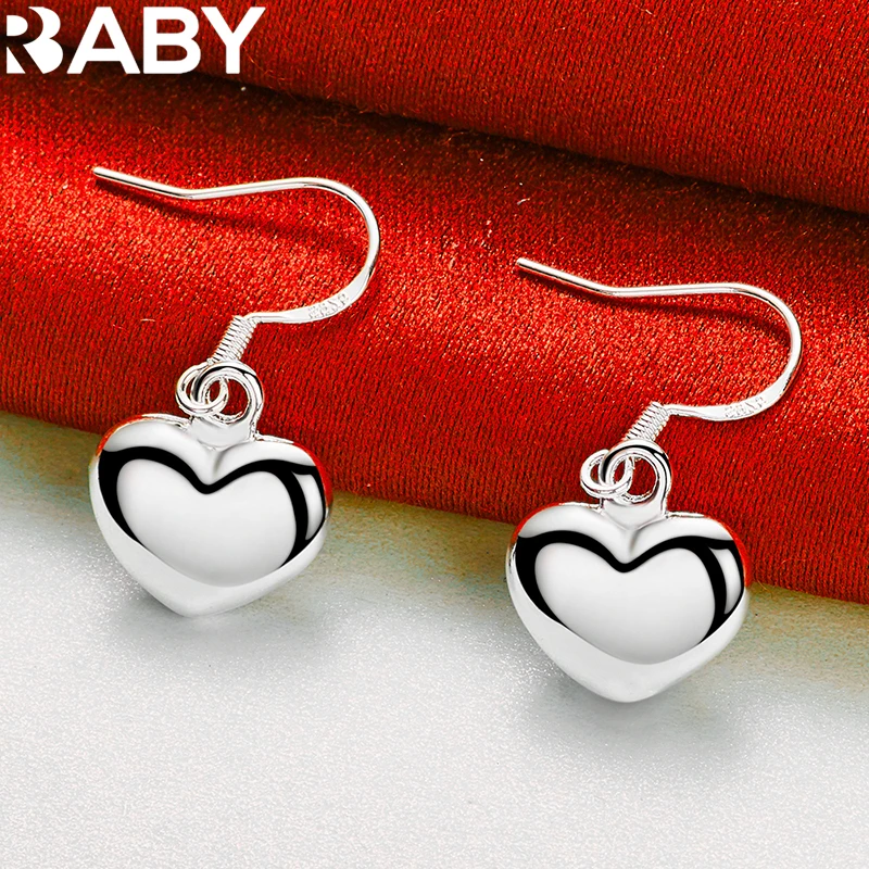 

925 Sterling Silver Charm Smooth Heart Drop Earrings For Woman Wedding Engagement Gift Classics Fashion Jewelry Accessories