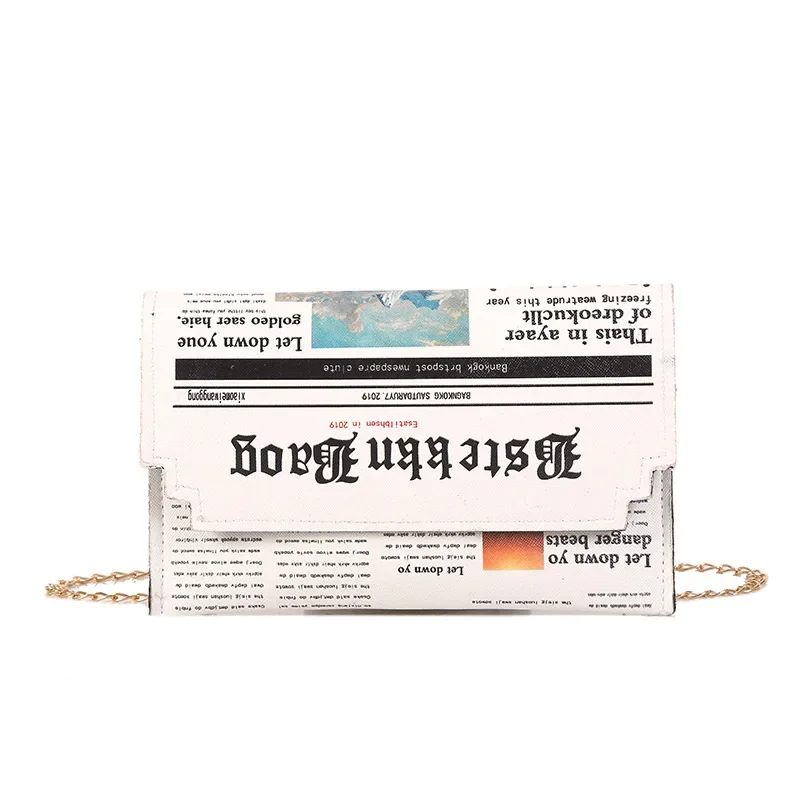 Women Joker Messenger Bag Chain Shoulder Bag Personality Fashion Small Square Newspaper News Styling Bags Bolso Mujer