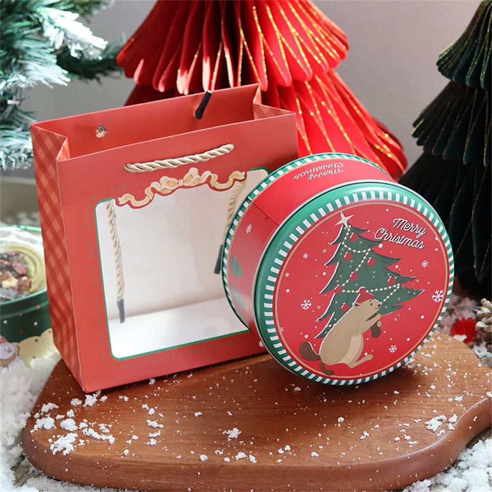Boîtes En Fer Rondes De Noël - Lot De 8, Motifs Père Noël Et Renne, Pour Bonbons Ou Petits Cadeaux