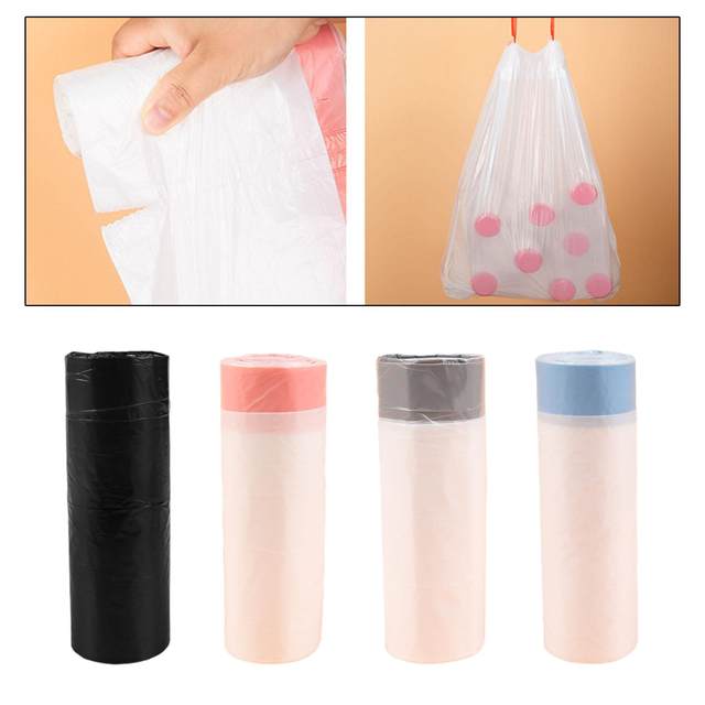 Kitchen Garbage Bags 4 Rolls Drawstring Extra Strong Reinforced Bottom Heavy Duty Trash Bags for Trash Cans Home Office Kitchen