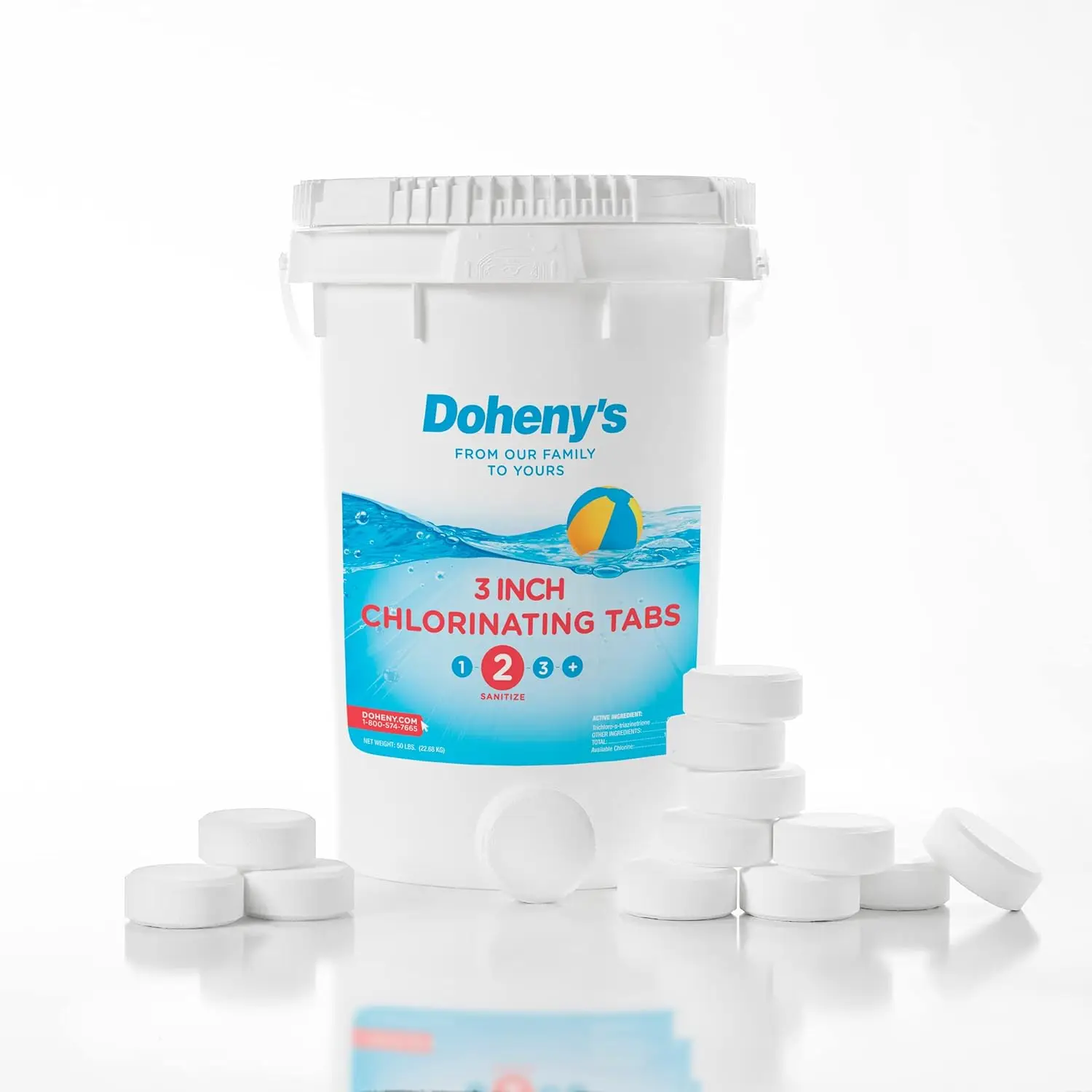 3-Inch Stabilized Chlorine Tablets 99% Pure Tri-Chlor, 90% Available Chlorine Long-Lasting,