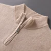 100% Goat Cashmere Men Mock-neck Sweater Zipper Pullovers Autumn Winter Thick Classical Solid Loose Knitwear Korean Men Clothes 4
