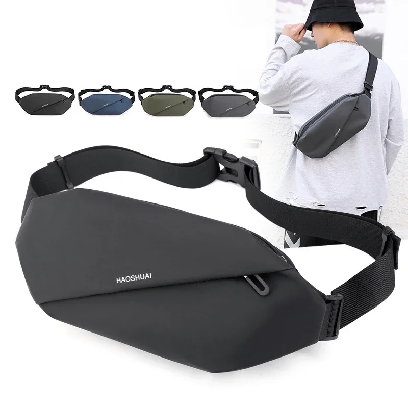 

Men Waist Fanny Pack Bag Purse Running Sports Reflective Travel Waterproof Nylon Male Sling Cross body Bum Hip Belt Chest Bag