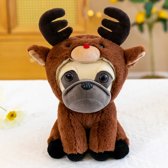 ZU Kawaii Shar Pei Dog Cosplay Donkey Elk Raccoon Bear Soft Dolls Cute Hooded Animal Plushies Toy Lovely Gift For Girl Boy 25cm