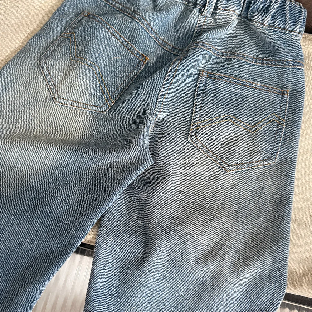 الربيع والخريف جديد الفتيات مستقيم الساق الجينز النسخة الكورية الموضة الأساسية تنوعا 3-7 سنة ملابس كاجوال للأطفال