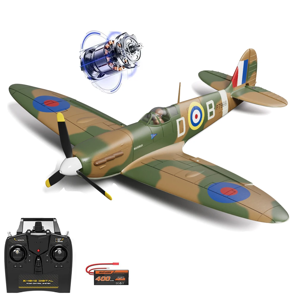 Avion RC Spitfire - Planeur télécommandé 2.4GHz, prêt à voler