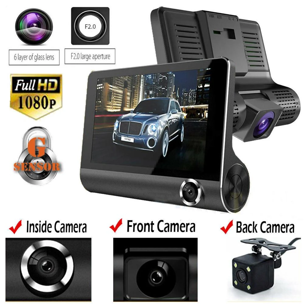 4" HD 1080P Dual Lens Rearview Car DVR Camera Video Recorder Dash Cam G-Sensor vehicle blackbox dvr full hd 1080p
