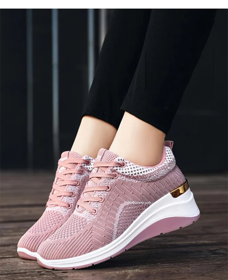 Women Shoes Mesh Outdoor Low-top Sneakers Lace-up Vulcanize Shoes Ladies Trainers Chunky Sneakers Round Toe  Women's Sneakers