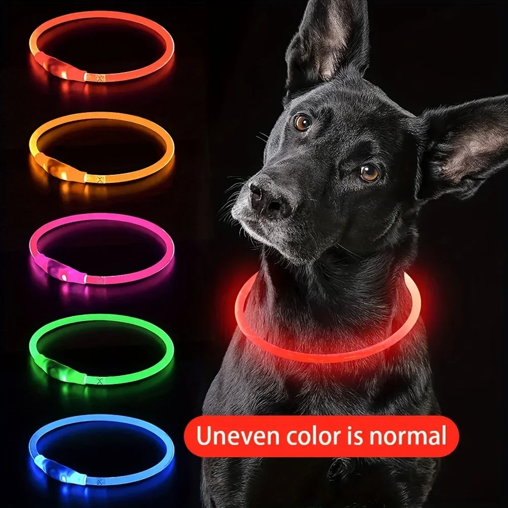 USB Rechargeable LED Dog Collar Fiber Optic Glowing Safety Pet Collar 1