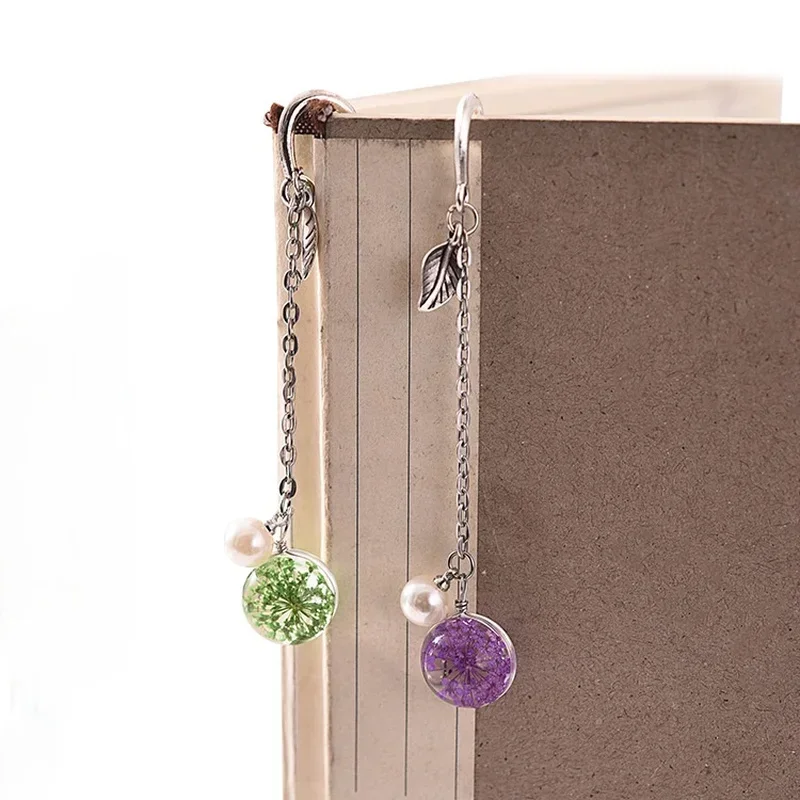 Metal Feather Bookmark with Glass Beads Pendant for metal bookmark,bookmarks stationery supplies